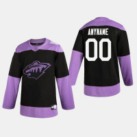 Wild Custom #00 Hockey Fights Cancer Practice Black Jersey
