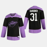 Wild Kaapo Kahkonen #31 Hockey Fights Cancer Practice Black Jersey Wild Kaapo Kahkonen #31 Hockey Fights Cancer Practice Black Jersey