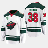 Men's Ryan Hartman #38 Minnesota Wild 2019-20 Away White Breakaway Player Jersey Men's Ryan Hartman #38 Minnesota Wild 2019-20 Away White Breakaway Player Jersey