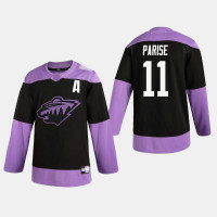 Wild Zach Parise #11 Hockey Fights Cancer Practice Black Jersey