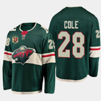 Men's Minnesota Wild Ian Cole #28 Home 2020-21 20th Anniversary Green Jersey