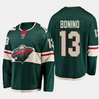 Men's Minnesota Wild Nick Bonino #13 Home 2020-21 Breakaway Player Green Jersey