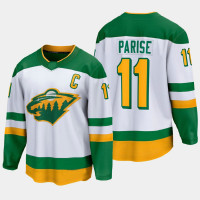 Men's Minnesota Wild Zach Parise #11 Reverse Retro 2020-21 Breakaway Player White Jersey