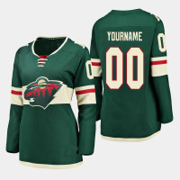 Women's Minnesota Wild #00 Custom Home Breakaway Player Green Jersey