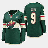 Women's Minnesota Wild #9 Mikko Koivu Home Breakaway Player Green Jersey